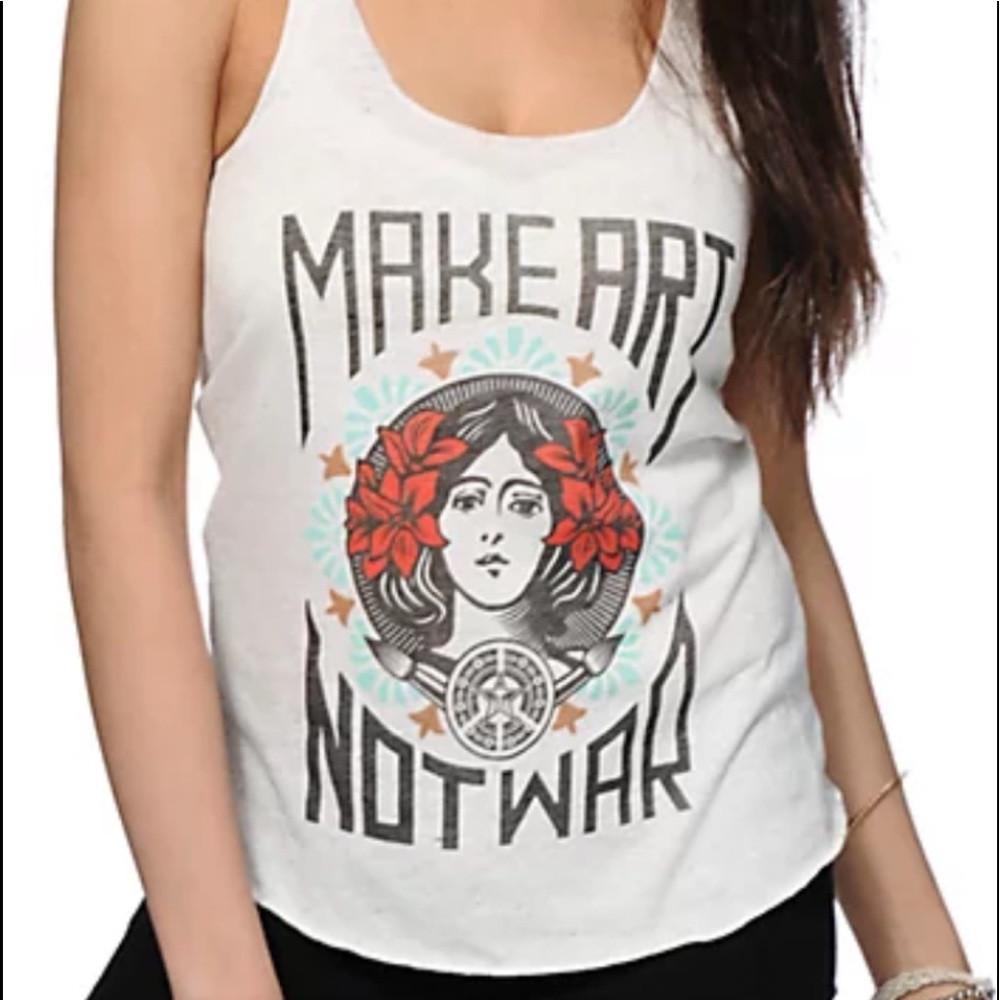 Obey Womens “Make Art Not War” Tank Top. Sz S. EUC